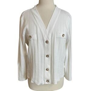 Cyrus white V-neck cardigan sweater XL